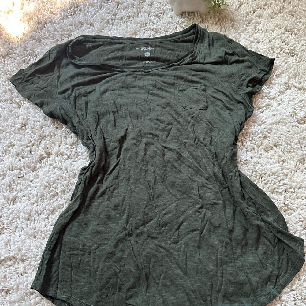 Great Northwest Indigo simple casual comfy airy modern tee. Olive green.